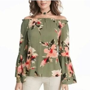 Gorgeous White House Black Market Off-shoulder Long Sleeve Shirt Top